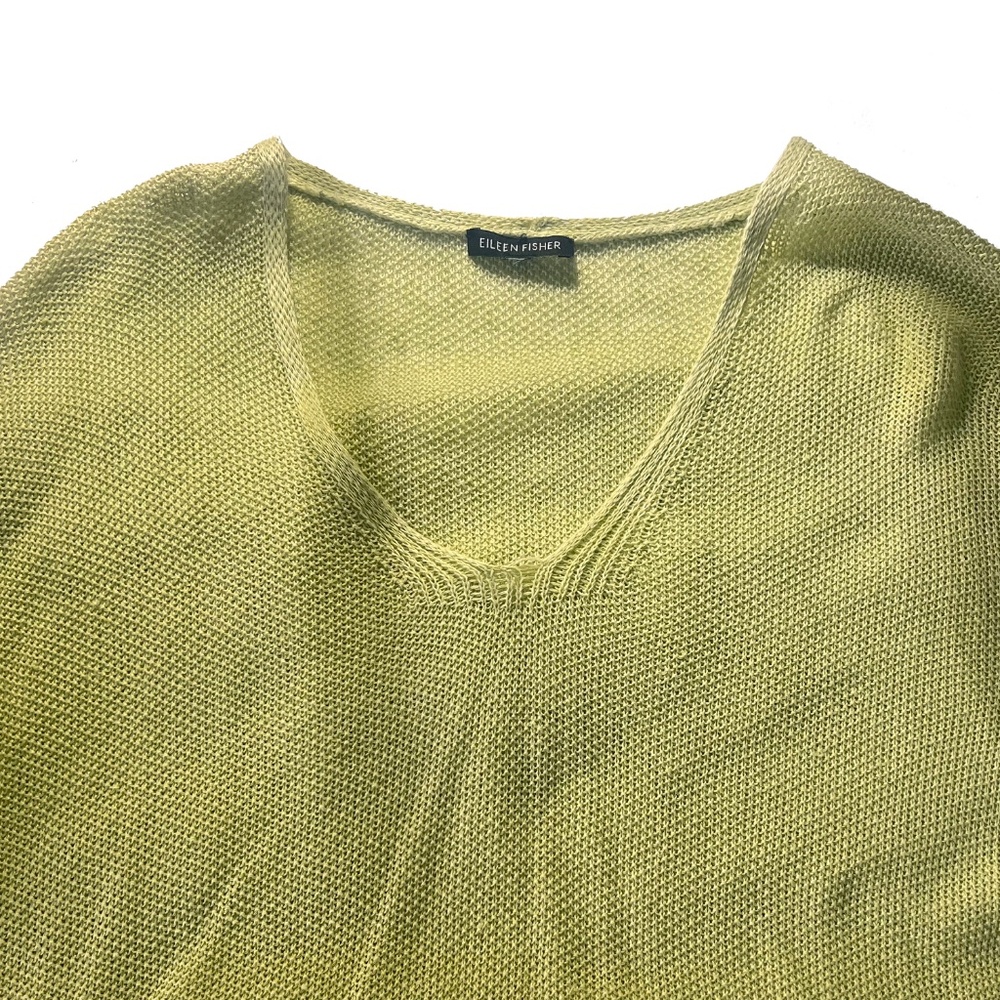 Eileen Fisher Organic Linen Sweater Knit  - Frosted Lime - Picture 3 of 5